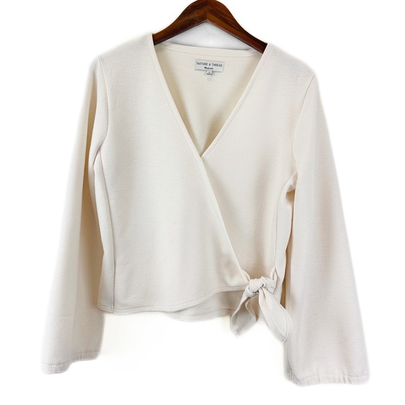 Madewell Tops - Madewell Texture & Thread Crepe Wrap Top in Ivory/Cream M